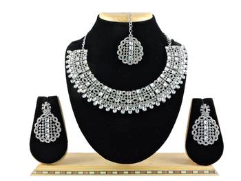 White designer premium festive wear necklace set 1