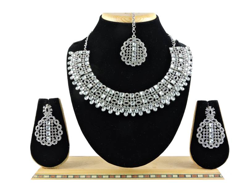 White designer premium festive wear necklace set