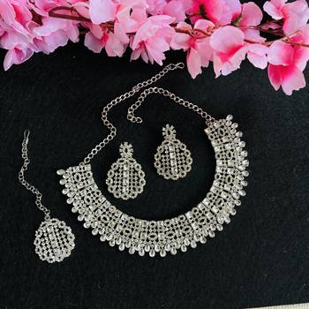 White designer premium festive wear necklace set 2