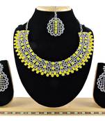 Yellow designer premium festive wear necklace set