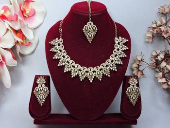 Gold designer premium festive wear necklace set 1