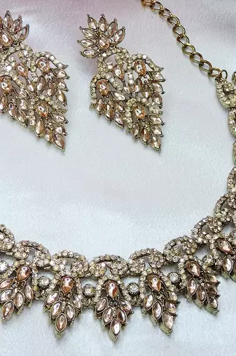 Gold designer premium festive wear necklace set