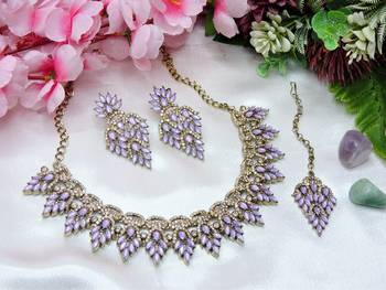 Purple designer premium festive wear necklace set 1