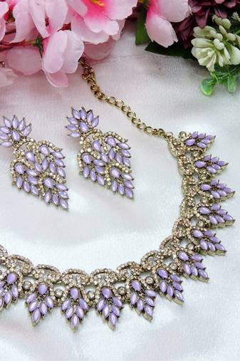Purple designer premium festive wear necklace set