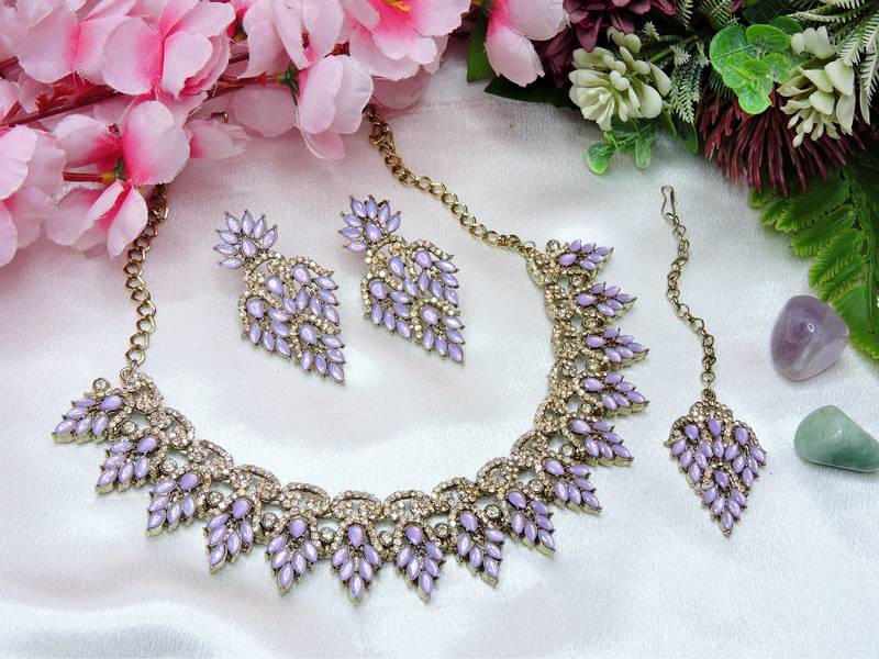 Purple designer premium festive wear necklace set