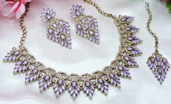 Purple designer premium festive wear necklace set 2