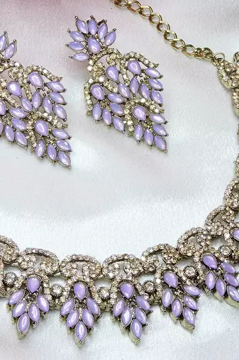 Purple designer premium festive wear necklace set