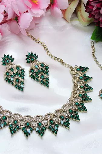 Turquoise designer premium festive wear necklace set