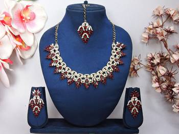Maroon designer premium festive wear necklace set 1