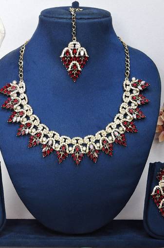 Maroon designer premium festive wear necklace set