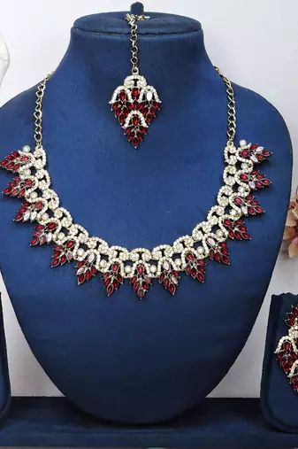 Maroon designer premium festive wear necklace set