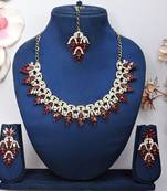 Maroon designer premium festive wear necklace set