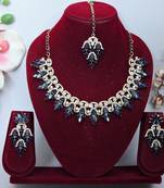 Blue designer premium festive wear necklace set