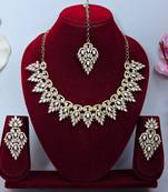 Pink designer premium festive wear necklace set