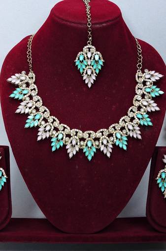 Multicolor designer premium festive wear necklace set