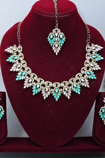 Multicolor designer premium festive wear necklace set