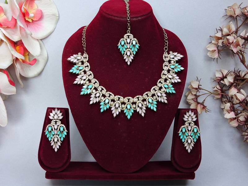 Multicolor designer premium festive wear necklace set