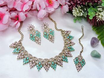 Multicolor designer premium festive wear necklace set 2