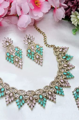 Multicolor designer premium festive wear necklace set