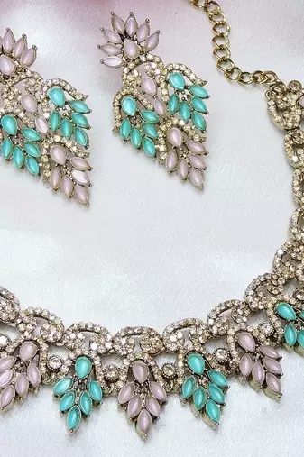 Multicolor designer premium festive wear necklace set