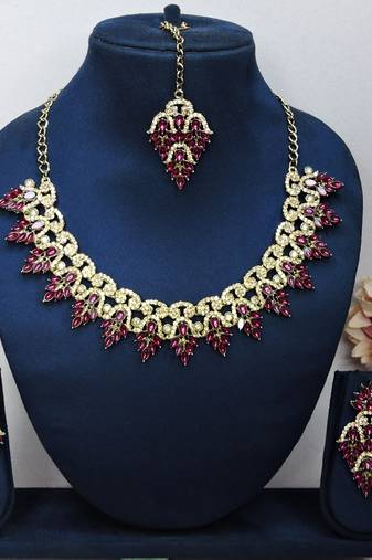 Purple designer premium festive wear necklace set