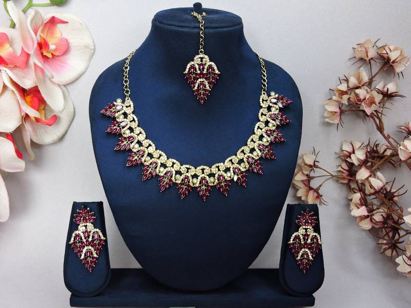 Purple designer premium festive wear necklace set