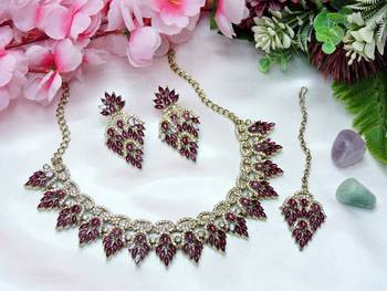Purple designer premium festive wear necklace set 2