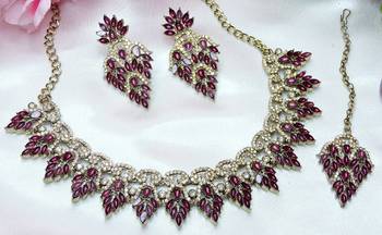 Purple designer premium festive wear necklace set 3