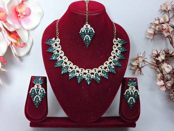 Turquoise designer premium festive wear necklace set 1
