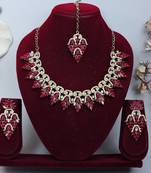 Pink designer premium festive wear necklace set