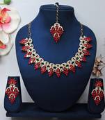 Red designer premium festive wear necklace set