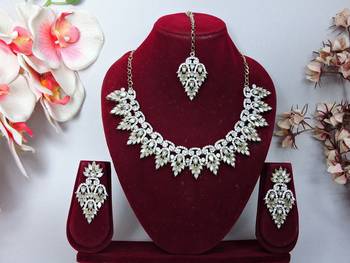 White designer premium festive wear necklace set 1