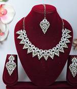 White designer premium festive wear necklace set