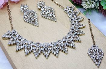 White designer premium festive wear necklace set 2