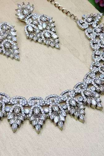 White designer premium festive wear necklace set