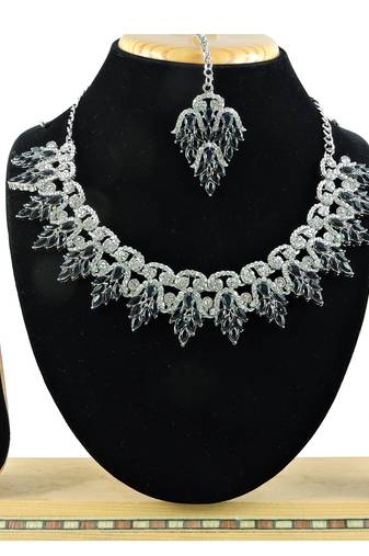 Black designer premium festive wear necklace set