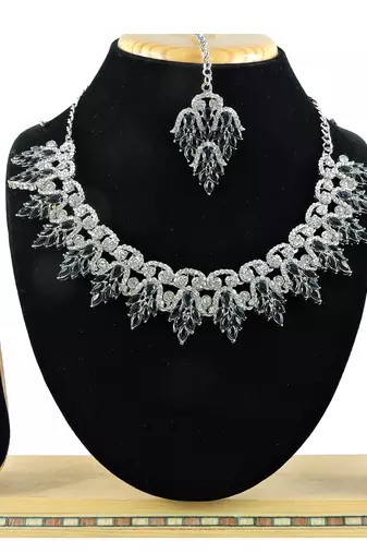 Black designer premium festive wear necklace set