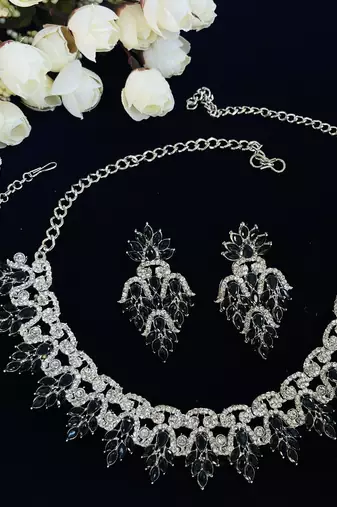 Black designer premium festive wear necklace set