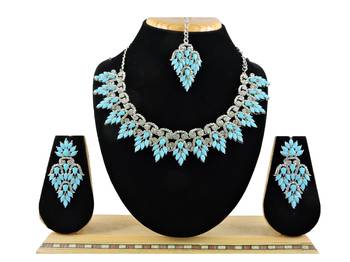 Turquoise designer premium festive wear necklace set 1
