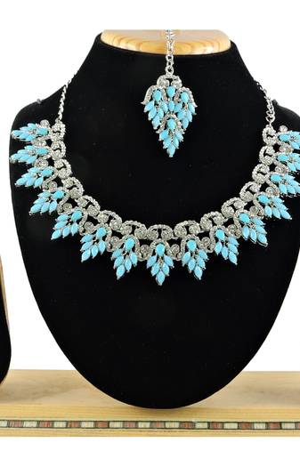 Turquoise designer premium festive wear necklace set