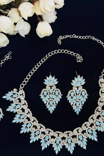 Turquoise designer premium festive wear necklace set