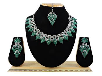 Green designer premium festive wear necklace set 1