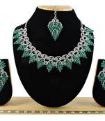 Green designer premium festive wear necklace set
