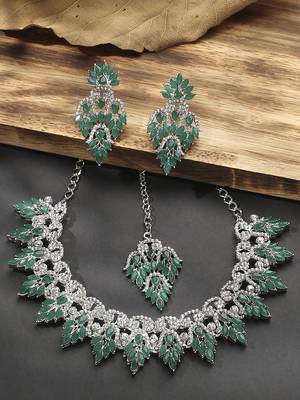 Green designer premium festive wear necklace set 2