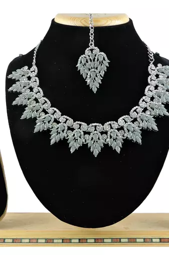 Grey designer premium festive wear necklace set
