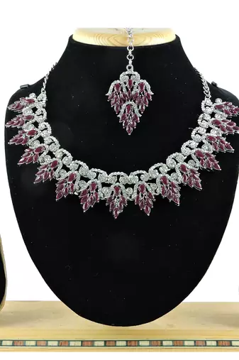 Maroon designer premium festive wear necklace set