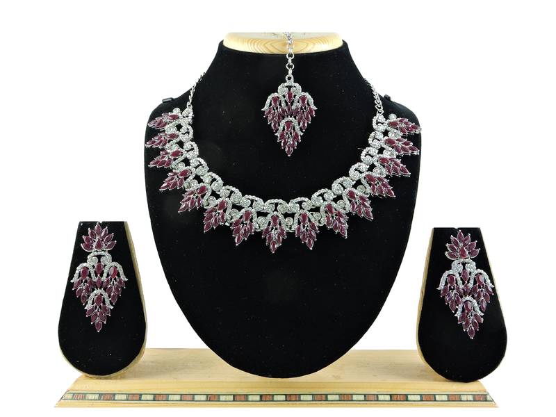 Maroon designer premium festive wear necklace set