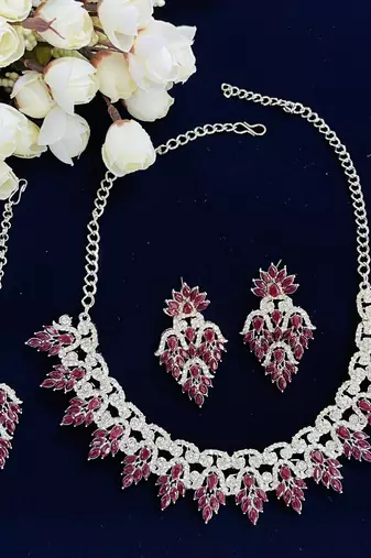 Maroon designer premium festive wear necklace set