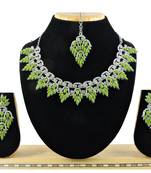 Green designer premium festive wear necklace set