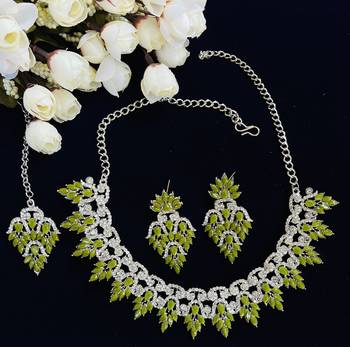 Green designer premium festive wear necklace set 2